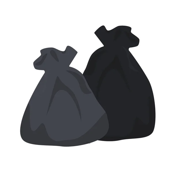 Πακέτα Σκουπίδια Μεγάλη Μαύρη Πλαστικές Σακούλες Απόβλητα Απομονωθεί Λευκό Φόντο — Φωτογραφία Αρχείου