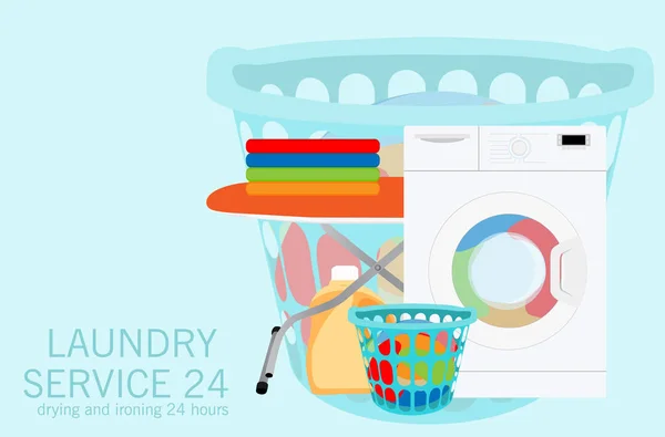 Laundry service raster illustration design. Cleaning concept