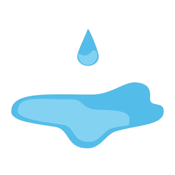 蓝色水滴和水溢出 隔离水滴栅格 在白色背景查出的水滴 — 图库照片