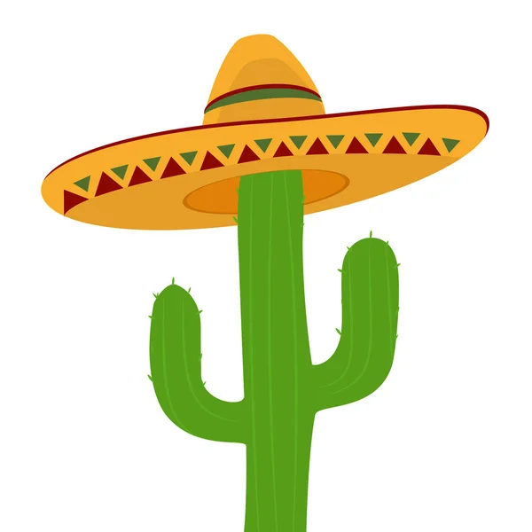 Kaktus Sombrero Isolerad Vit Bakgrund Cinco Mayo Dekoration — Stockfoto