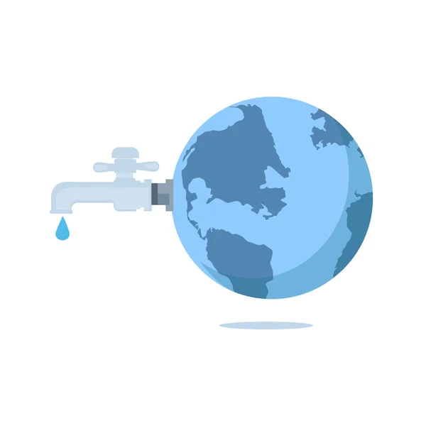 World Water Day Faucet Water Tap Drop Water Out Earth — Stock Photo, Image