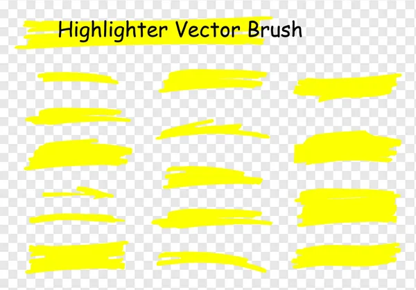 ラスター ハイライト ブラシを設定します 手描きの黄色のハイライト マーカー ストライプ — ストック写真