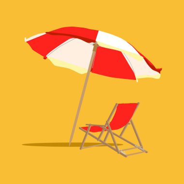 Tatil ve seyahat kavramı. Plaj şemsiye, plaj sandalyesi.