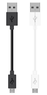 Beyaz arka plan üzerinde izole Usb mikro kablo. Bağlayıcı ve Pc ve mobil cihazlar için yuva. Bilgisayar çevre birimi bağlayıcı veya smartphone şarj kaynağı