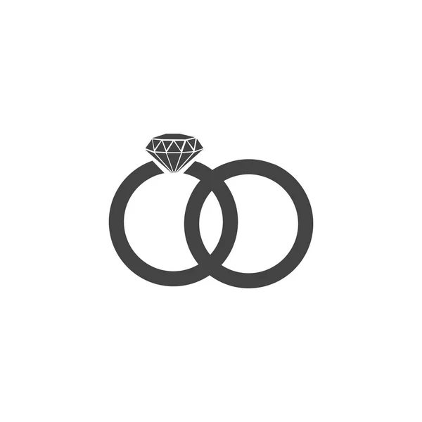Two Bonded Wedding Rings Marriage Icon Diamond Couple Wedding Anniversary — Stock Photo, Image