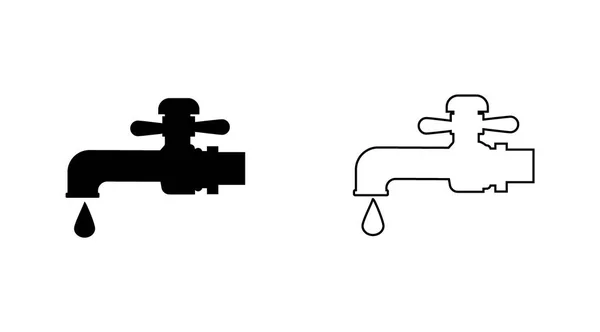 水龙头栅格图标 在白色背景上隔离的黑色和细线图标 用于图形和网页设计 — 图库照片