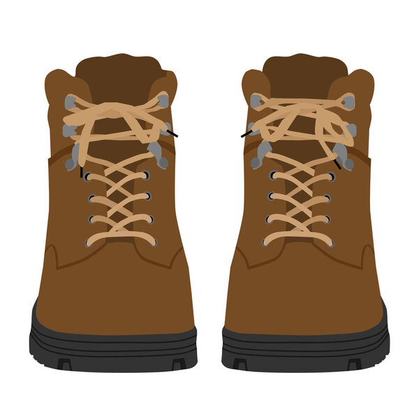 Коричневые армейские сапоги изолированы на белом фоне, боевые американские военные сапоги
