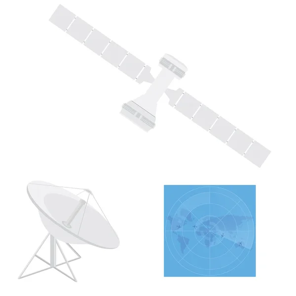 Raster Ilustracja Komunikacji Satelitarnej Ikona Ogniw Słonecznych Baterii Antenę Satelitarną — Zdjęcie stockowe