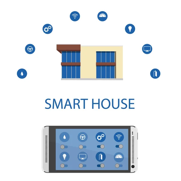 Teléfono Móvil Smart Home House Concepto Aplicación Aplicaciones Sistema Domótica — Foto de Stock