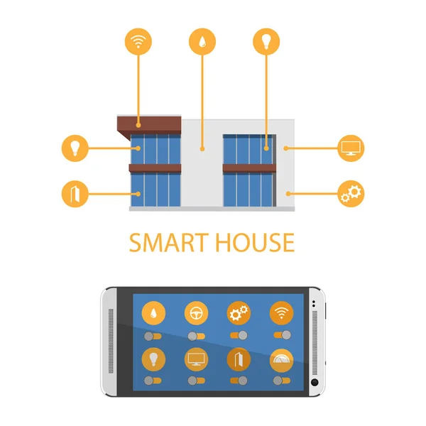 Teléfono Móvil Smart Home House Concepto Aplicación Aplicaciones Sistema Domótica — Foto de Stock