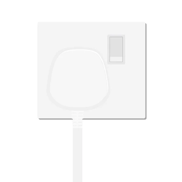 在电源插座中插入的逼真的白色插头 隔离在白色背景上 用于连接电器 设备的装置图标 电源插头和插座 栅格插图 — 图库照片