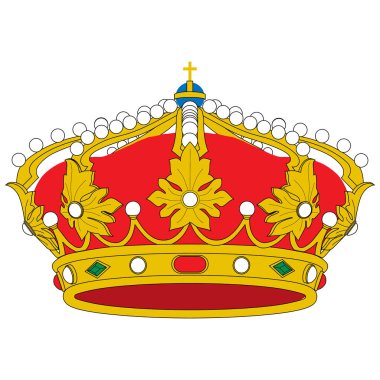 Altın Kraliçe tacı raster izole, ortaçağ taç, Kral crown, Prenses tacı