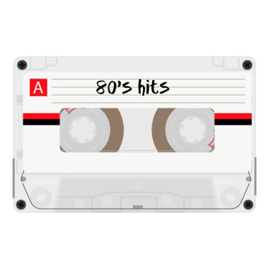 Kaset 80s için vintage nesne olarak retro etiketle canlanma mix teyp tasarım, parti poster ya da kapak. Gerçekçi raster işareti veya simge