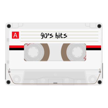 Kaset 90s için vintage nesne olarak retro etiketle canlanma mix teyp tasarım, parti poster ya da kapak. Gerçekçi raster işareti veya simge