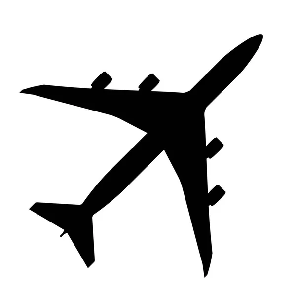 Raster Airplane Icon Black Silhouette Plane Icon Isolated White — Stock Photo, Image