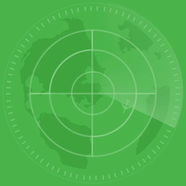 Tela Radar Digital Abstrato Com Mapa Mundo Alvos Fundo Verde — Fotografia de Stock