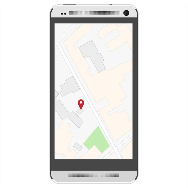 Mapa Navegación Mapa Teléfono Smartphone Ilustración Raster Localización Pin Gps — Foto de Stock
