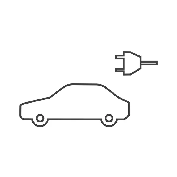 Elektrische Auto Pictogram Geïsoleerd Een Witte Achtergrond Dunne Lijn Raster — Stockfoto