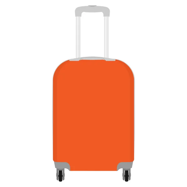 白い背景で隔離の車輪を持つ現実的な大きなポリカーボネート旅行プラスチック スーツケースのラスターのイラスト アート デザイン旅行者の荷物です 抽象的な概念グラフィック要素 — ストック写真