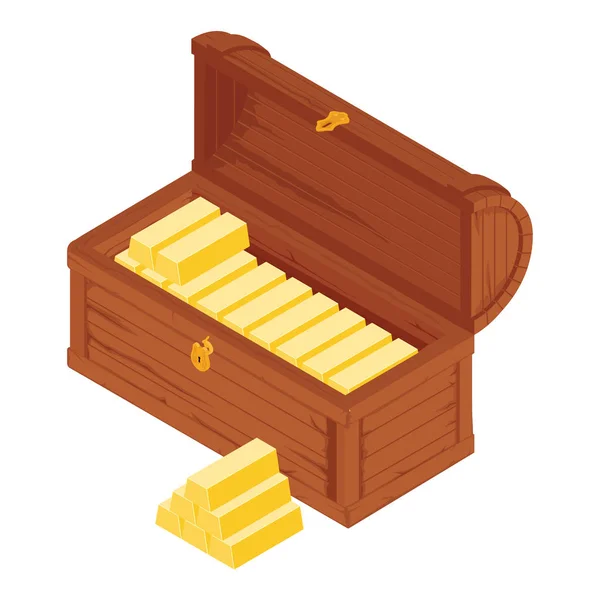 在白色背景查出的与金条的老木箱子 栅格插图 — 图库照片