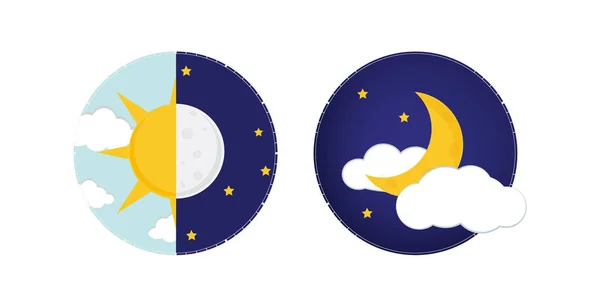 1 日夜の概念、太陽と月、日の夜のアイコン — ストックベクタ