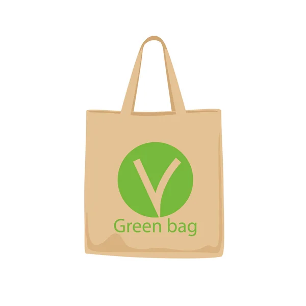 Bolso de tela verde Eco — Vector de stock