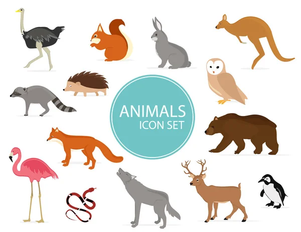 Коллекция милых животных — стоковый вектор