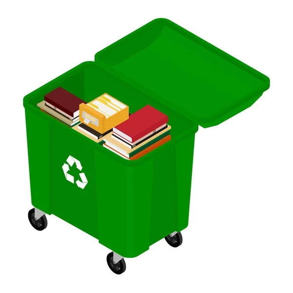 Basura y libros — Vector de stock