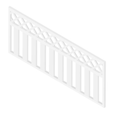 Beyaz arka planda izole edilmiş ahşap bahçe çiti.