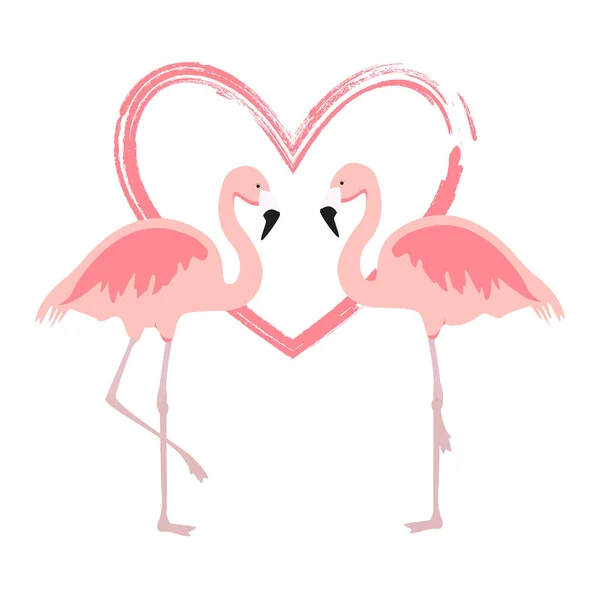 漫画ピンクのフラミンゴラスター。かわいいフラミンゴカップルの鳥. — ストック写真