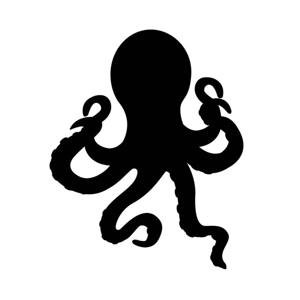 Template for logos, labels and emblems with black silhouette of octopus. — Stock Photo, Image