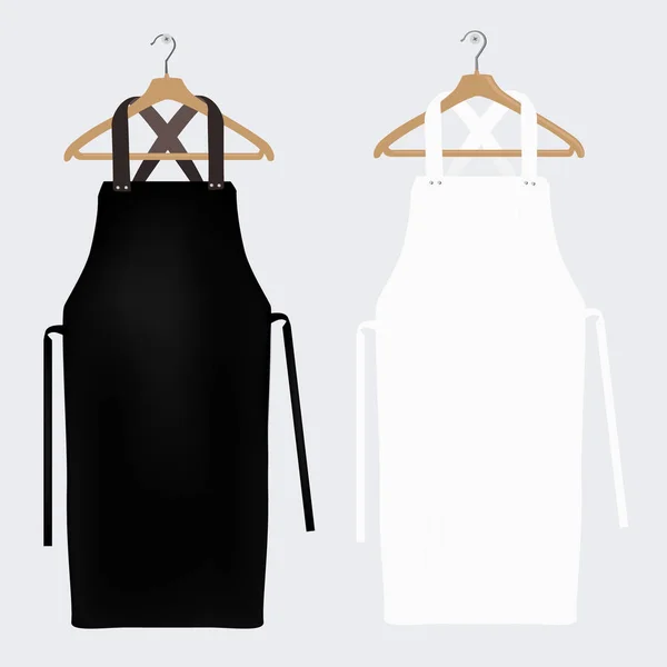 White and black aprons, apron mockup, clean apron. Raster illustration — Stock Photo, Image