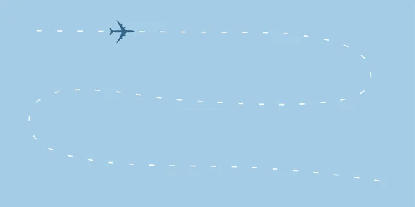 飞机线路路径栅格图标。具有起点和破折号线轨迹的飞机飞行路线 — 图库照片