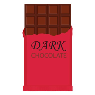 Koyu çikolata. Beyaz arka planda izole raster illüstrasyon. 