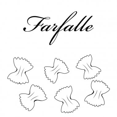 Farfalle makarna otantik İtalyan makarna. El çizilmiş. Vintage tarzı Raster illüstrasyon.