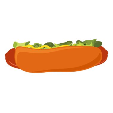 Salata, ketçap ve hardal raster izole ile büyük sosisli