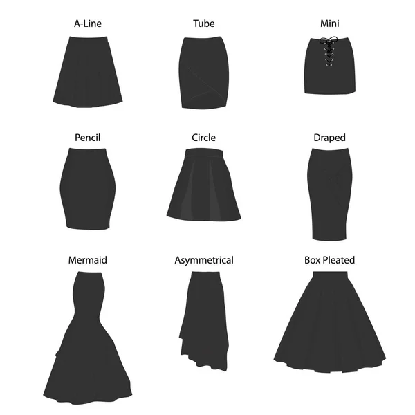 Conjunto de diferentes tipos de saias . — Fotografia de Stock