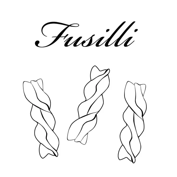 Pasta Fusilli auténtica pasta italiana. Mano dibujada. Ilustración rasterizada en estilo vintage . — Foto de Stock