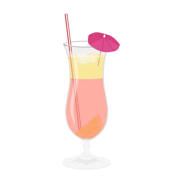 Raster illustration classic cocktail drink isolated on white background. Rose pink cocktail.