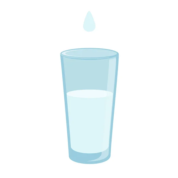 Water glass with dop icon in flat style. Soda glass raster illustration on white isolated background. — Stock Photo, Image