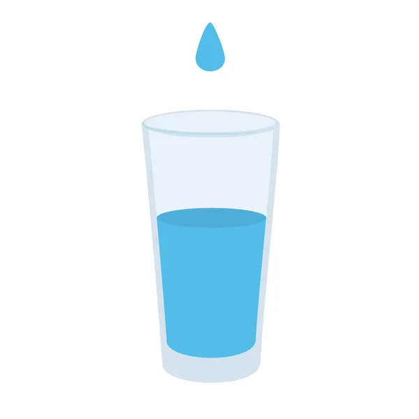 Water glass with dop icon in flat style. Soda glass raster illustration on white isolated background. — Stock Photo, Image