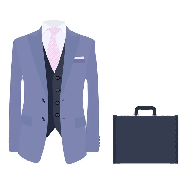 优雅的西装与领带和皮革公文包栅格插图 — 图库照片