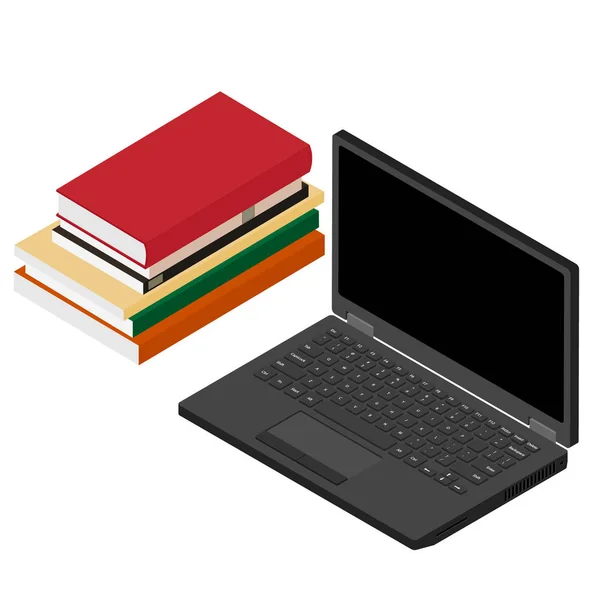 Ноутбук и книги — стоковое фото