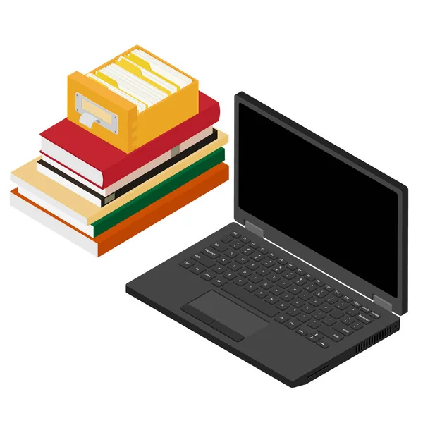 笔记本电脑和书籍 — 图库照片