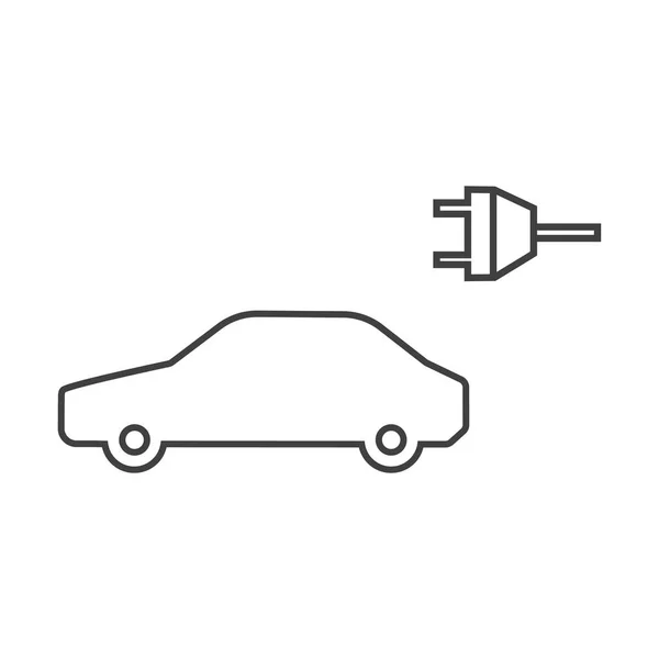 Ηλεκτρικό αυτοκίνητο εικονίδιο που απομονώνονται σε λευκό φόντο. Λεπτή γραμμή. εικόνα ράστερ — Φωτογραφία Αρχείου