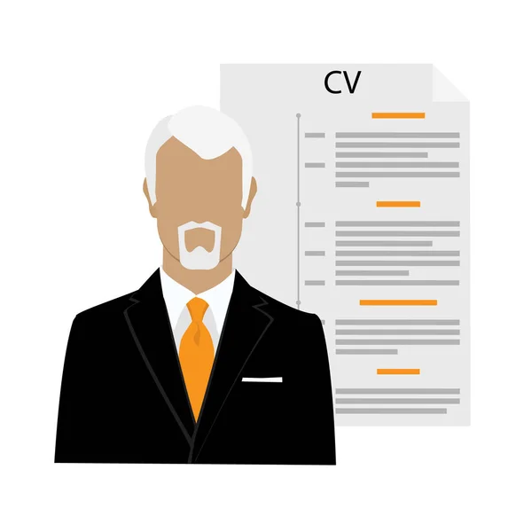 Εικονογράφηση πίνακα τύπος επιχειρηματία με CV ή βιογραφικό — Φωτογραφία Αρχείου