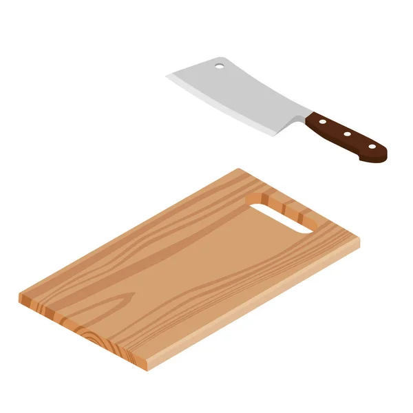 Tabla de cortar de madera aislada sobre fondo blanco — Vector de stock