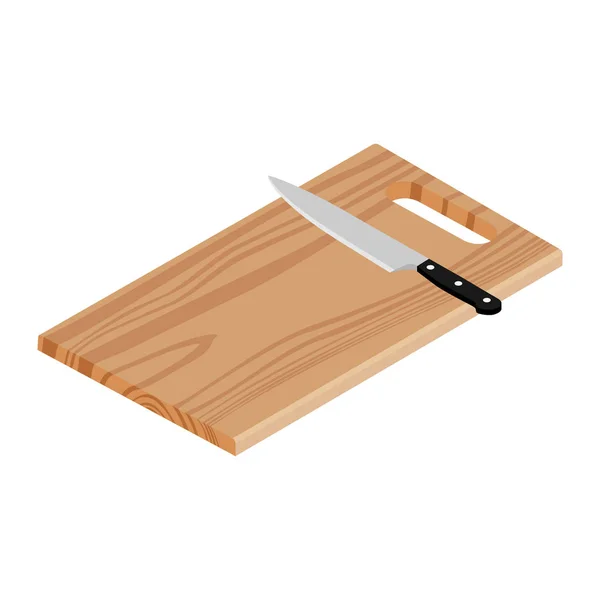 Placa de corte de madeira isolada no fundo branco — Vetor de Stock