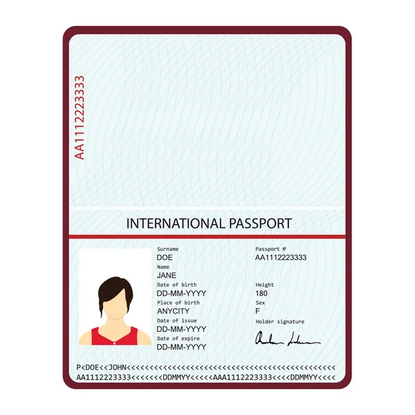 Documento de identificación del pasaporte — Archivo Imágenes Vectoriales