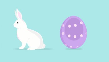 Boyalı Paskalya yumurtası ile sevimli tavşan